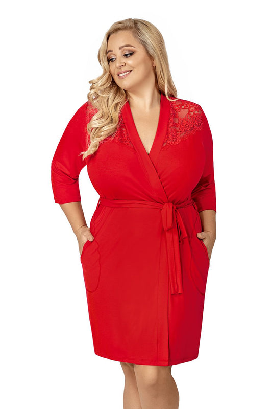  Szlafrok Damski Model Tess Plus Red - Donna 