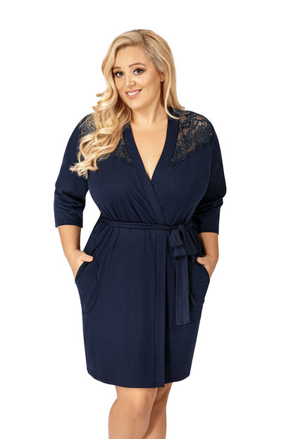  Szlafrok Damski Model Tess Plus Navy - Donna 