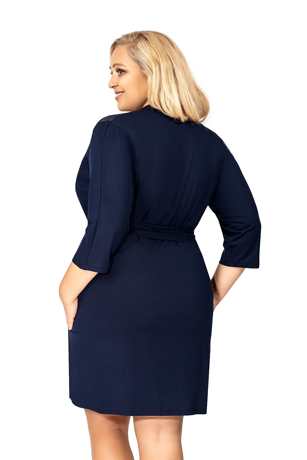 Szlafrok Damski Model Tess Plus Navy - Donna 