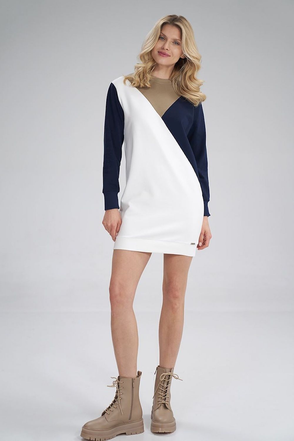  Sukienka Model M777 Beige/Navy/Ecru - Figl 