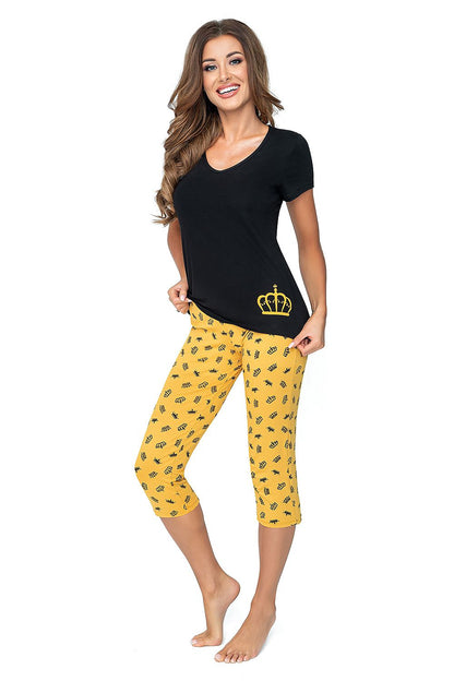  Piżama Damska Model Princessa 3/4 Black - Donna 