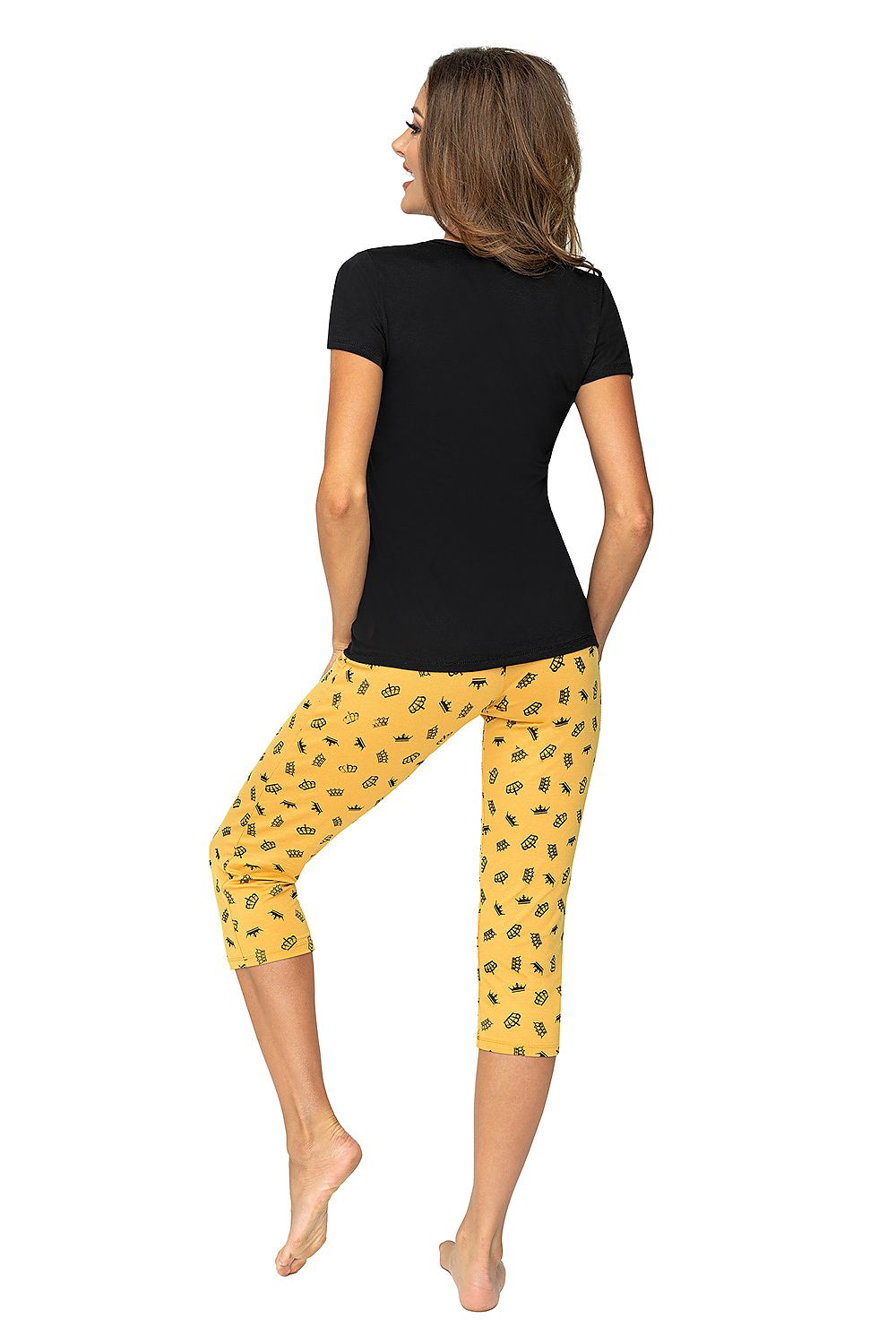  Piżama Damska Model Princessa 3/4 Black - Donna 