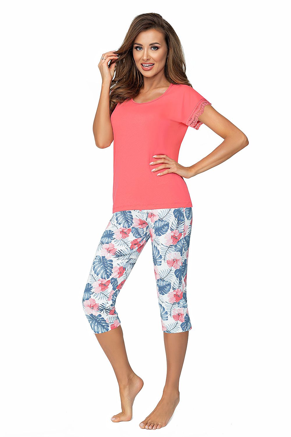  Piżama Damska Model Mila 3/4 Coral - Donna 