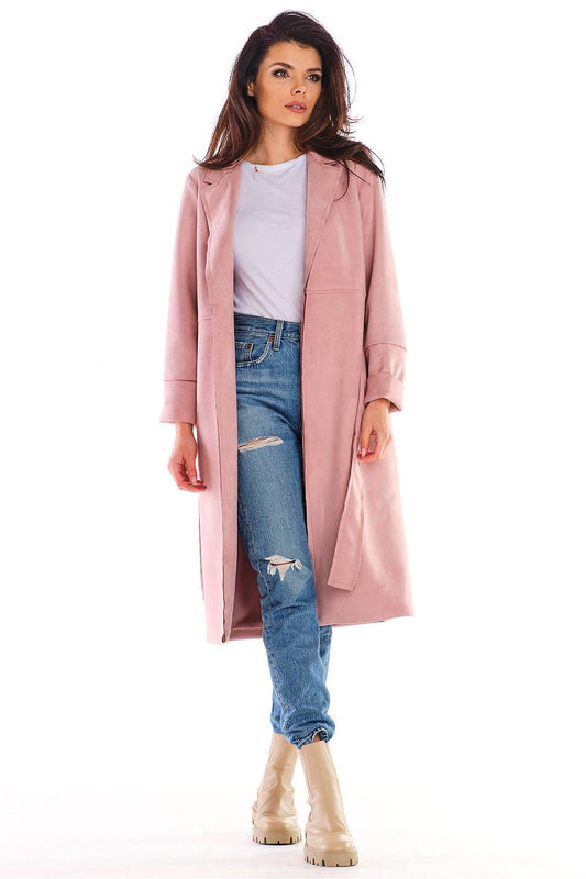   Płaszcz Damski Model A464 Powder Pink - awama 