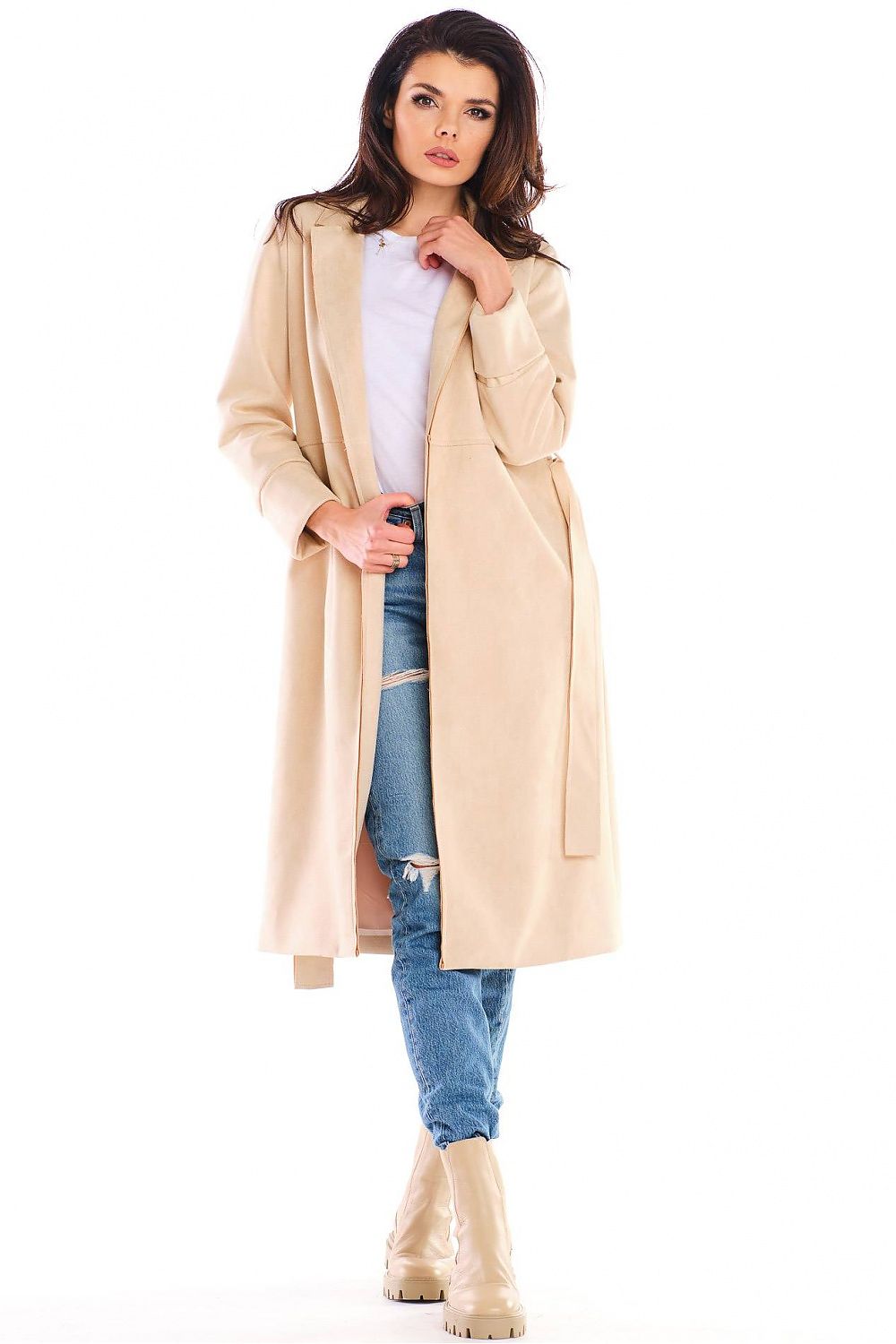   Płaszcz Damski Model A464 Beige - awama 