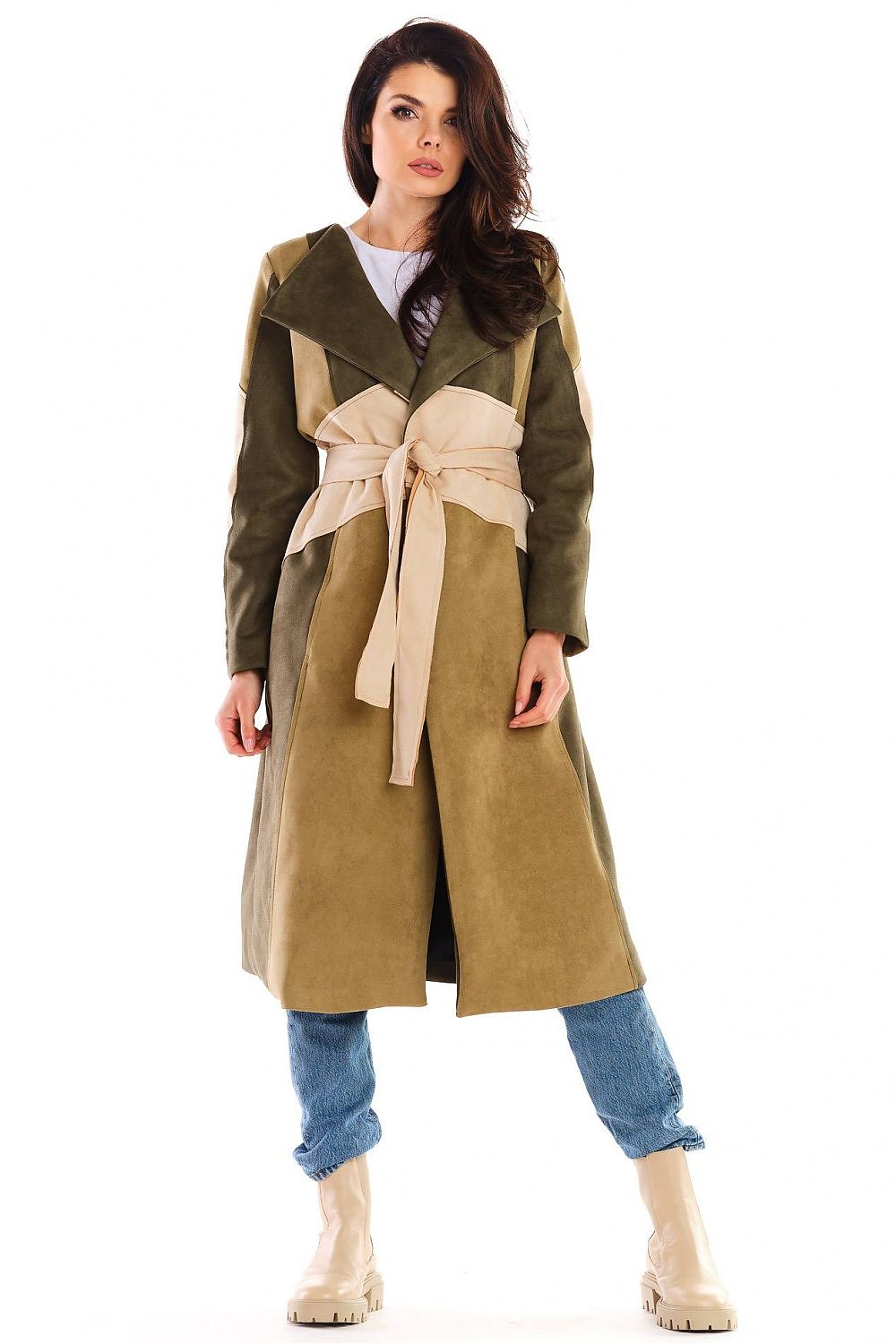   Płaszcz Damski Model A463 Khaki - awama 