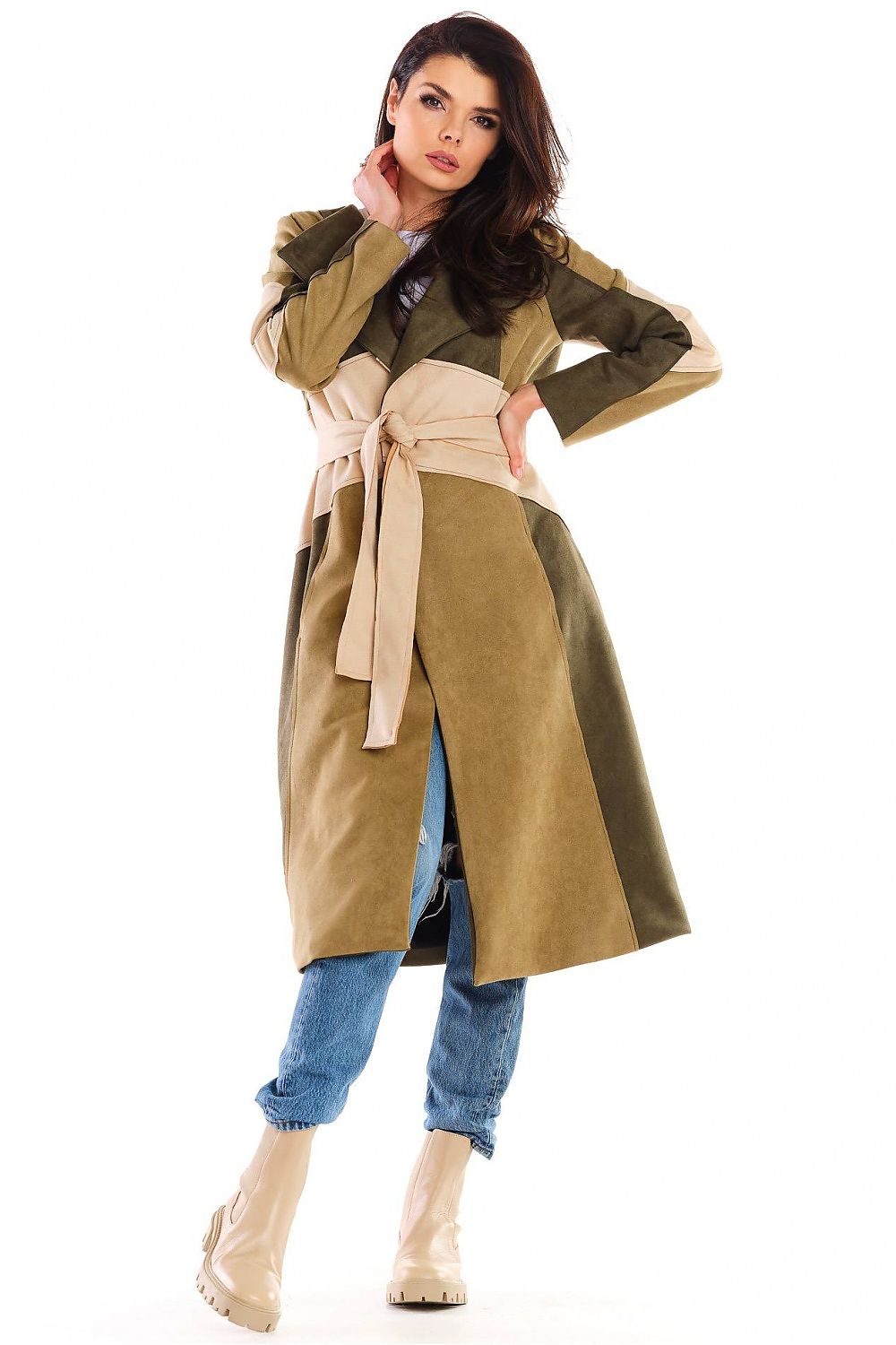   Płaszcz Damski Model A463 Khaki - awama 
