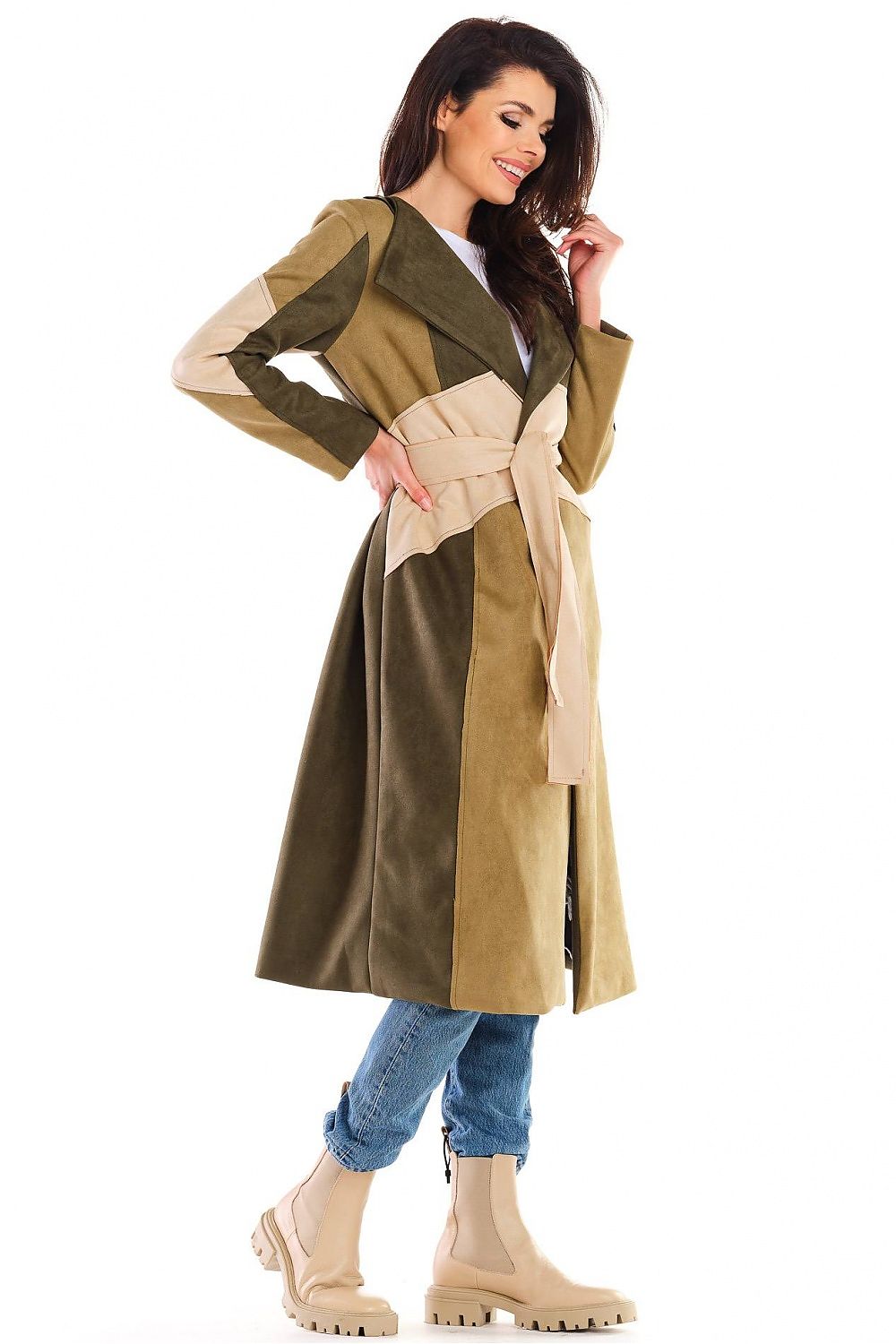   Płaszcz Damski Model A463 Khaki - awama 