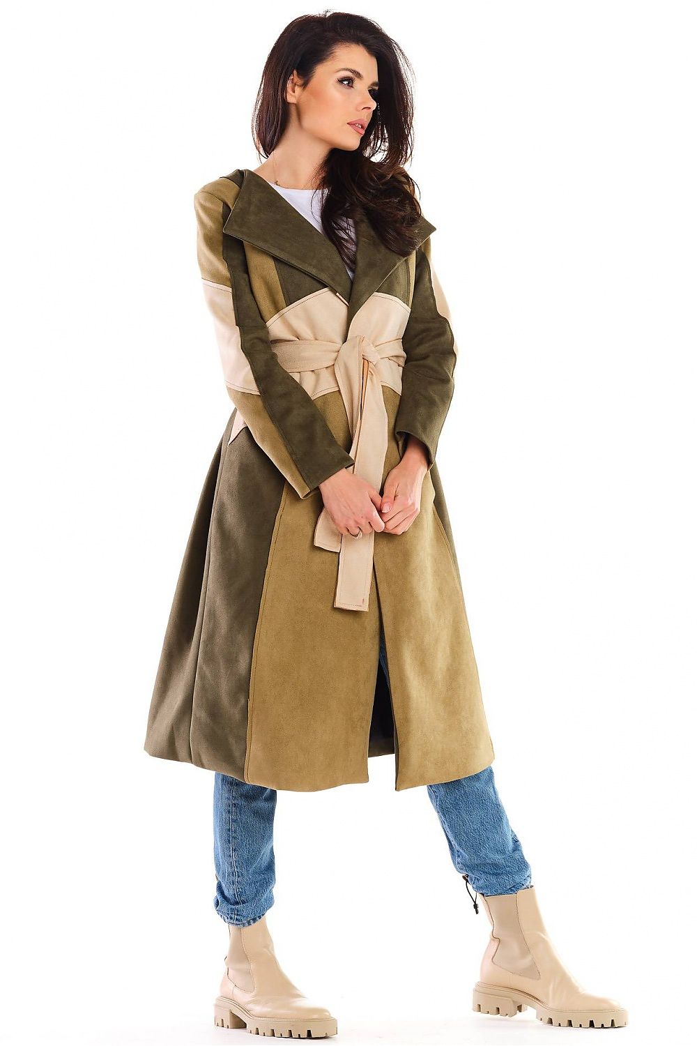   Płaszcz Damski Model A463 Khaki - awama 