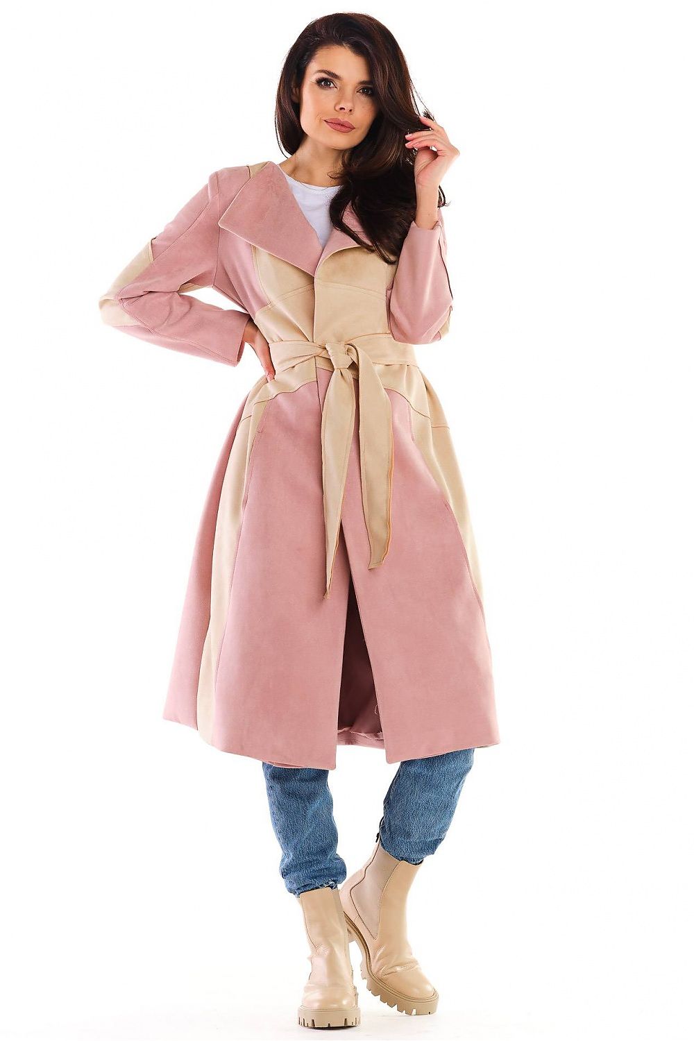   Płaszcz  Damski Model A463 Powder Pink - awama 