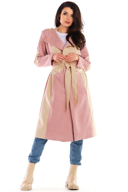   Płaszcz  Damski Model A463 Powder Pink - awama 