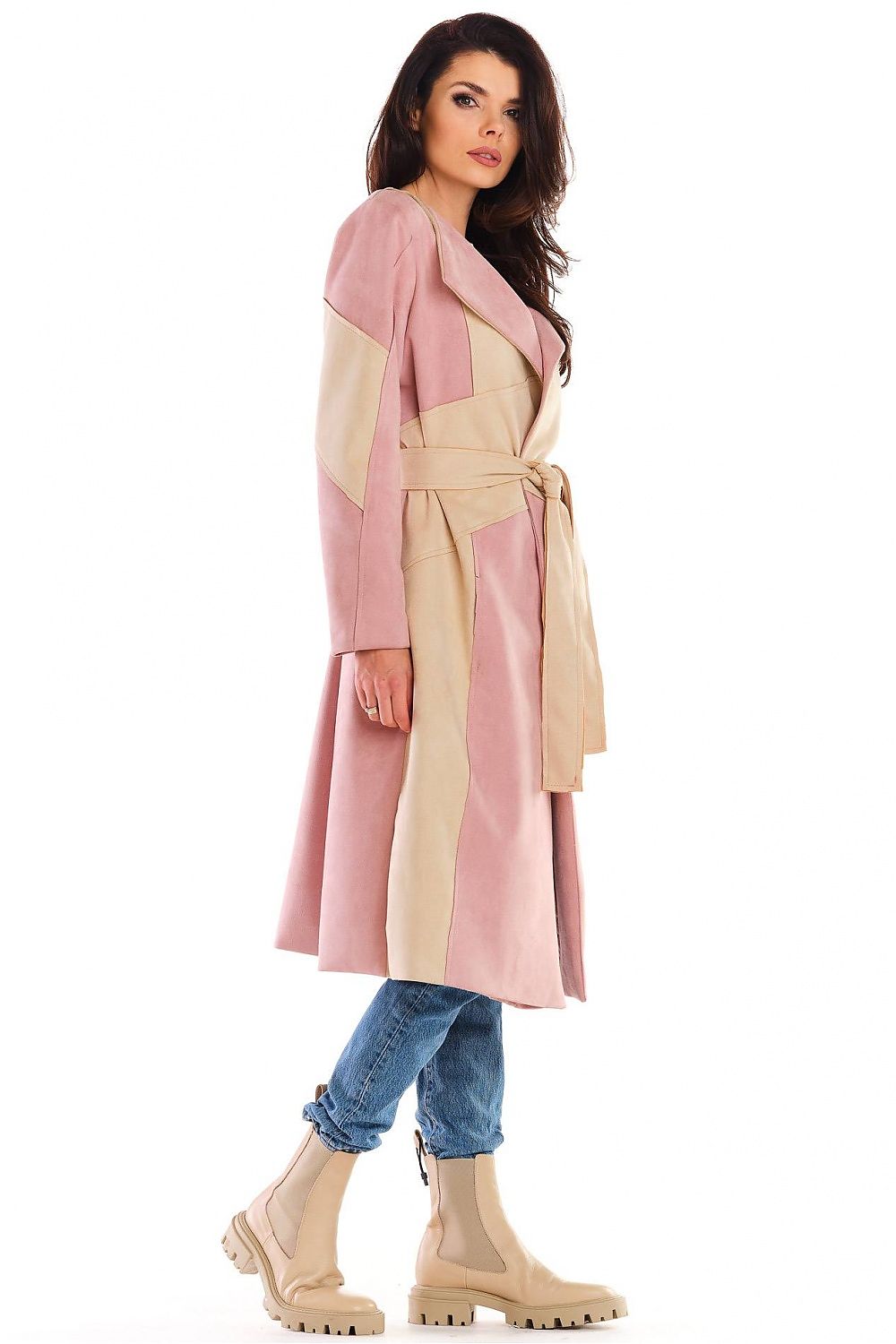   Płaszcz  Damski Model A463 Powder Pink - awama 