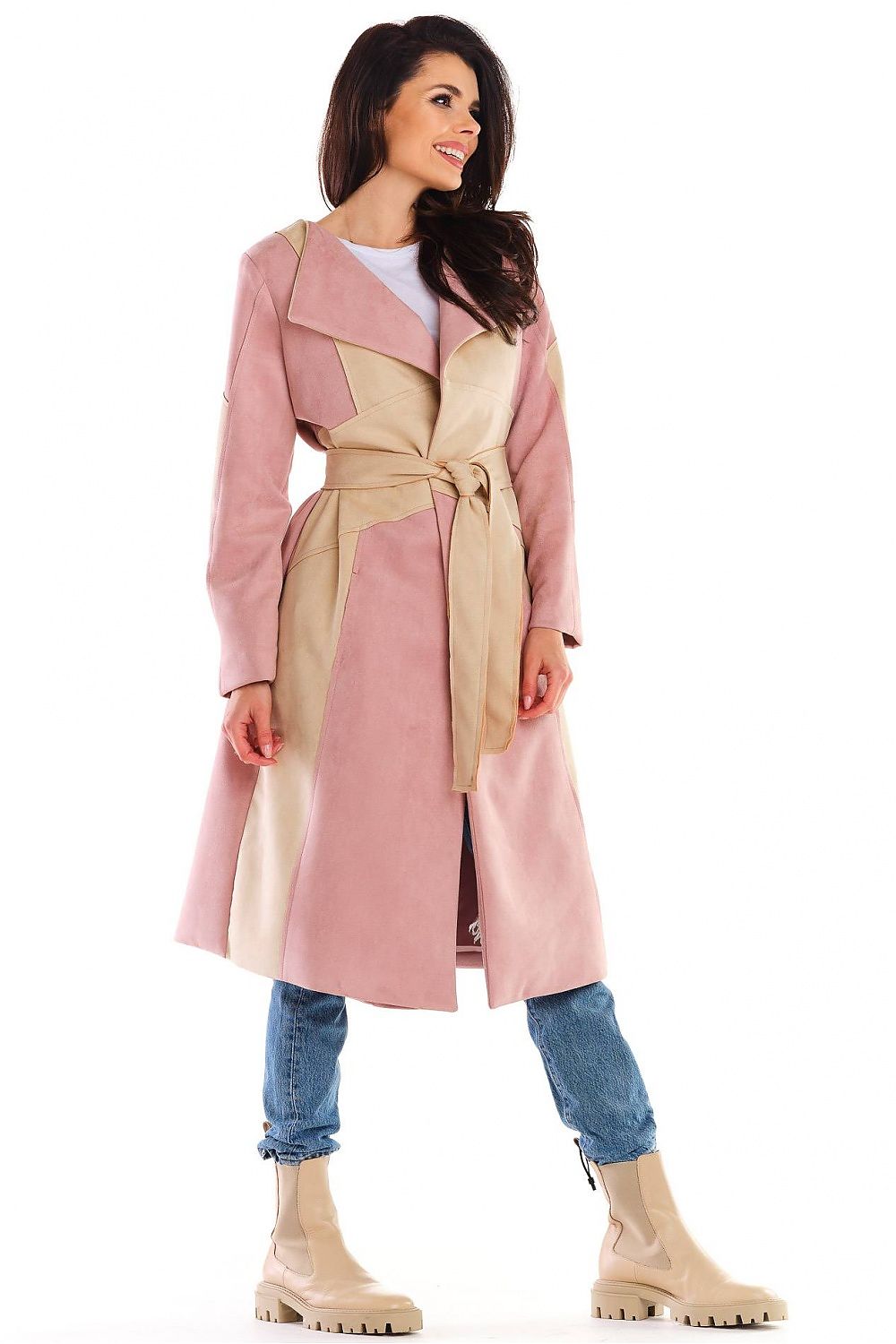   Płaszcz  Damski Model A463 Powder Pink - awama 