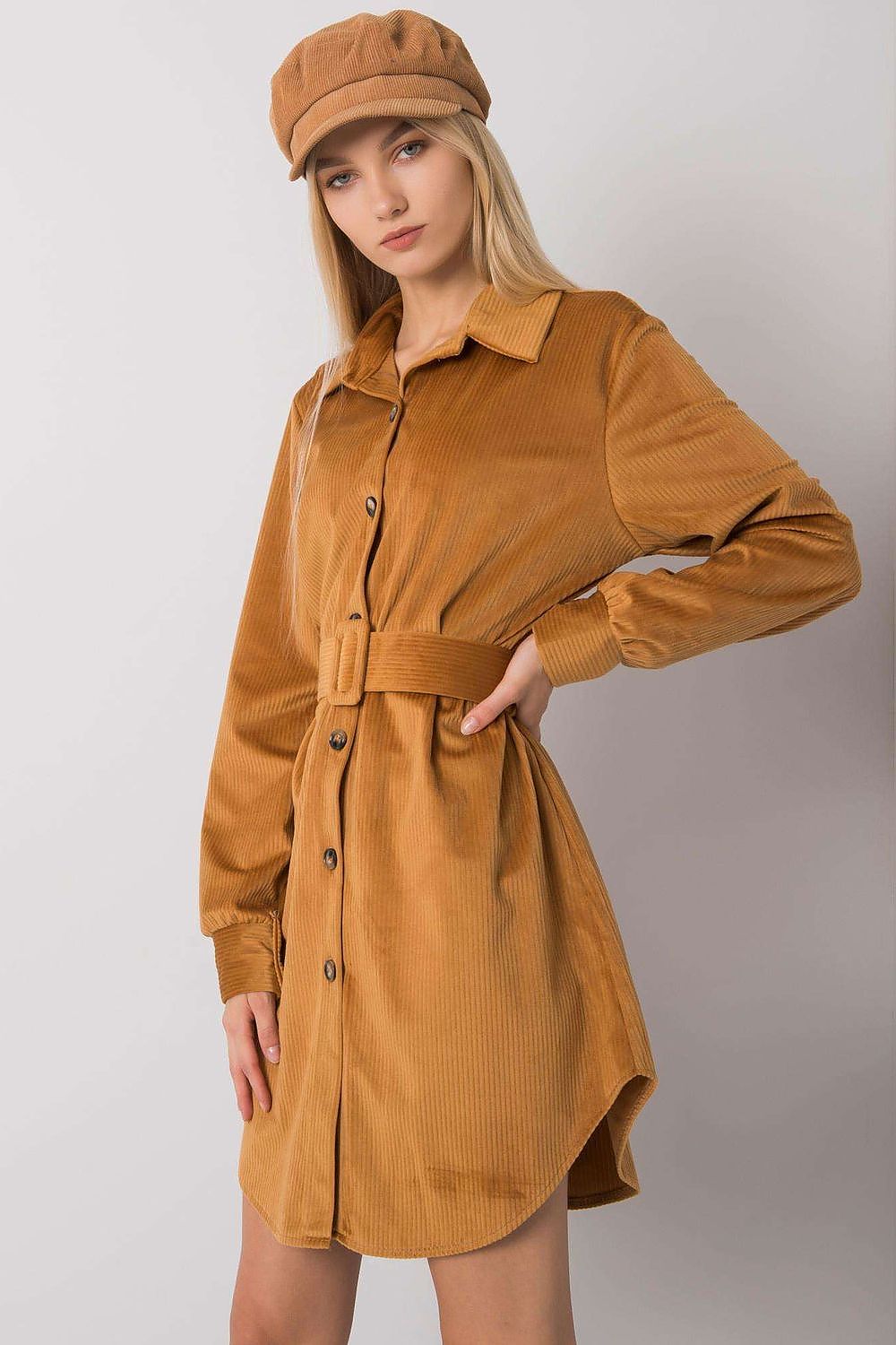  Sukienka Model DHJ-SK-10333.12P Camel - Italy Moda 