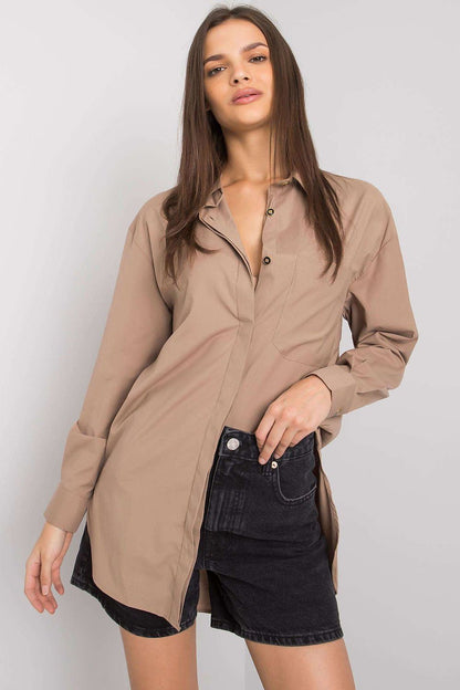   Koszula Damska Model EM-KS-005.34 Dark Beige - Ex Moda 