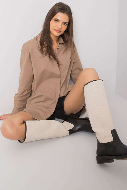  Koszula Damska Model EM-KS-005.34 Dark Beige - Ex Moda 