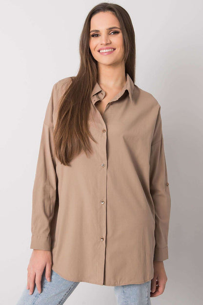   Koszula Damska Model EM-KS-004.42 Dark Beige - Ex Moda 