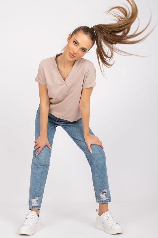   T-shirt Damski Model RV-TS-7666.19 Beige - BFG 