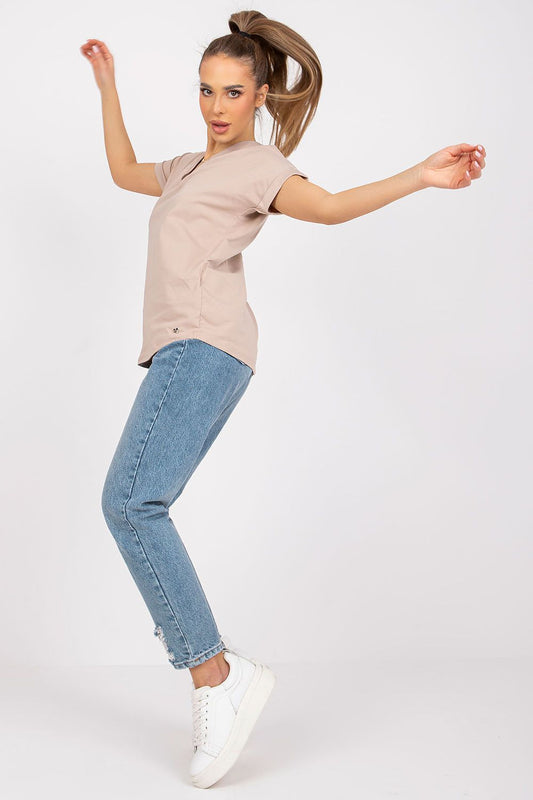   T-shirt Damski Model RV-TS-7666.19 Beige - BFG 