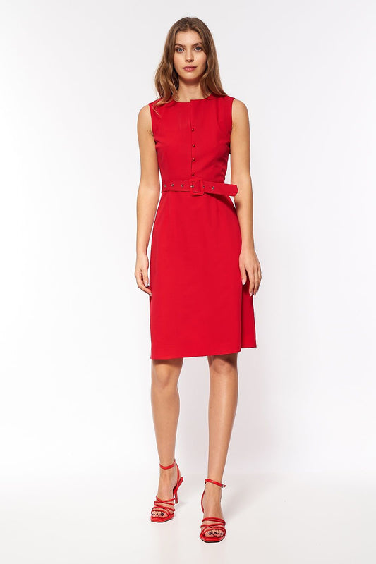  Sukienka Czerwona elegancka sukienka bez rękawów S200 Red - Nife 