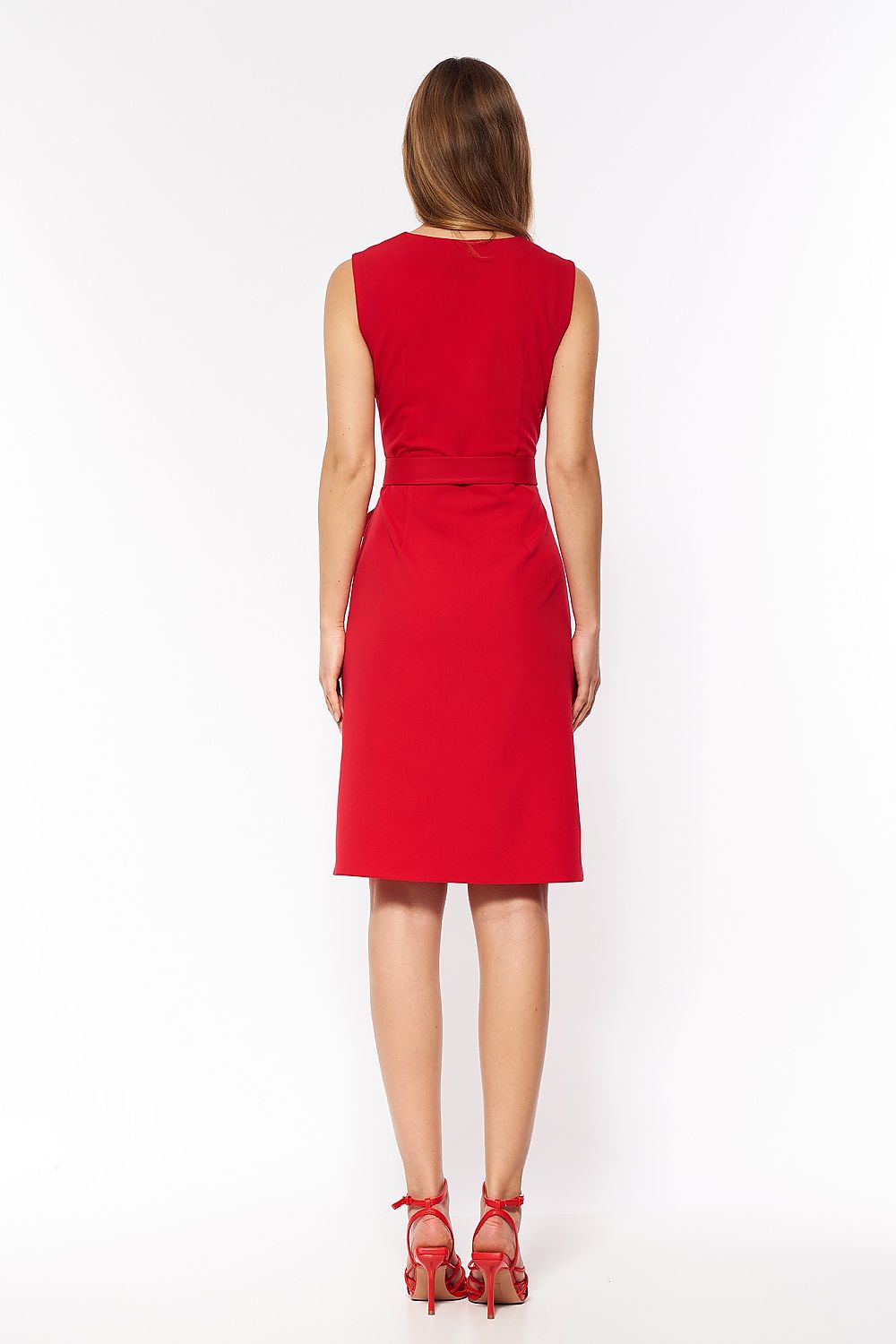  Sukienka Czerwona elegancka sukienka bez rękawów S200 Red - Nife 