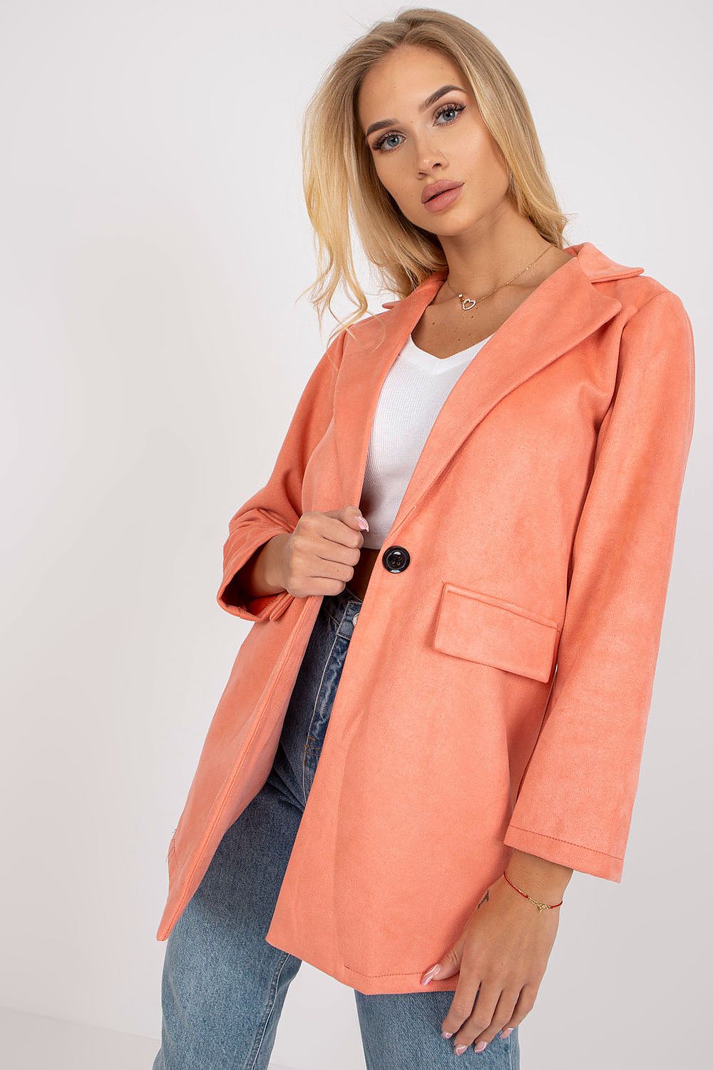   Marynarka Model DHJ-MA-15286.88 Brzoskwinia - Italy Moda 