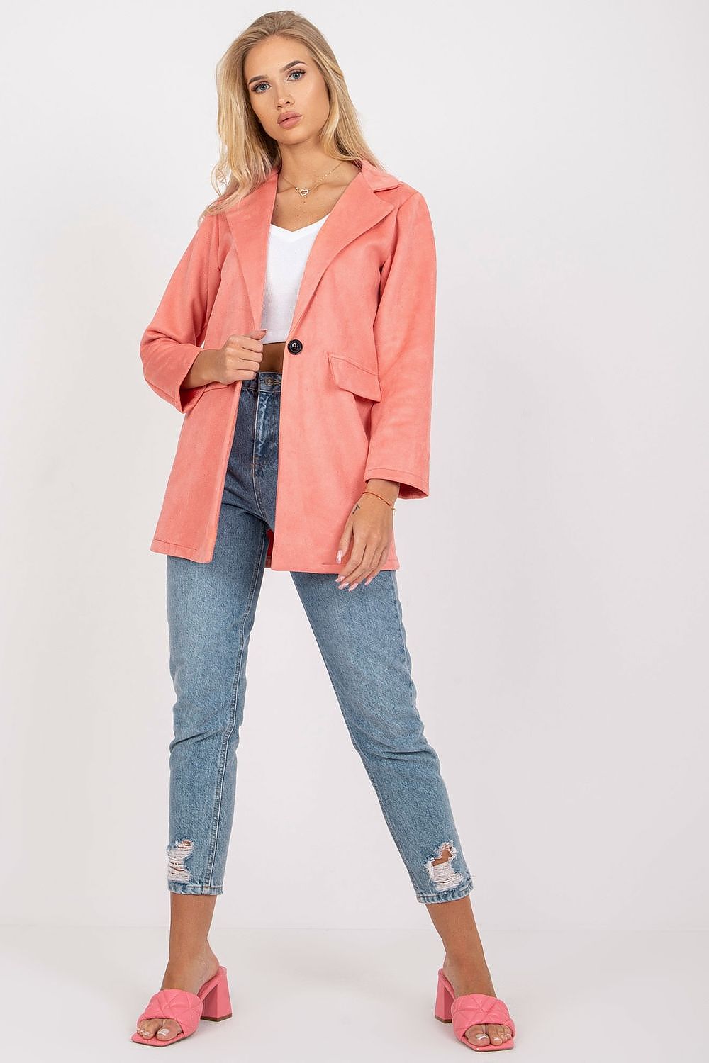   Marynarka Model DHJ-MA-15286.88 Brzoskwinia - Italy Moda 