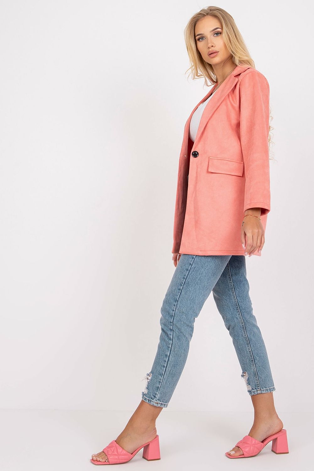   Marynarka Model DHJ-MA-15286.88 Brzoskwinia - Italy Moda 