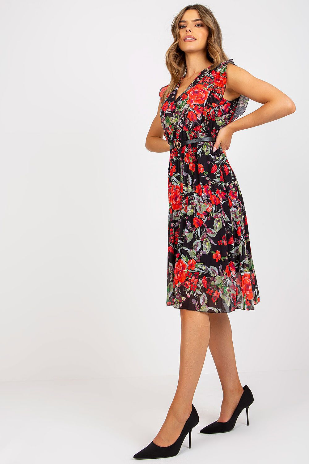  Sukienka Model DHJ-SK-N13198-3.05P Black/Red - Italy Moda 