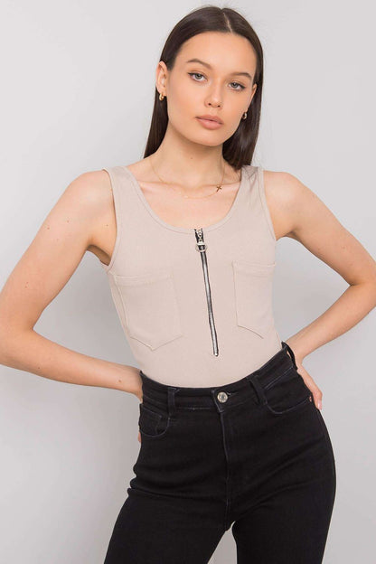  Koszulka Top MOdel DHJ-TP-13287.36P Beige - Italy Moda 