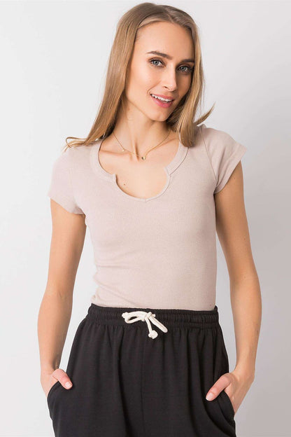   Tshirt Damski Model TW-BZ-OB012.30 Beige - Och Bella 