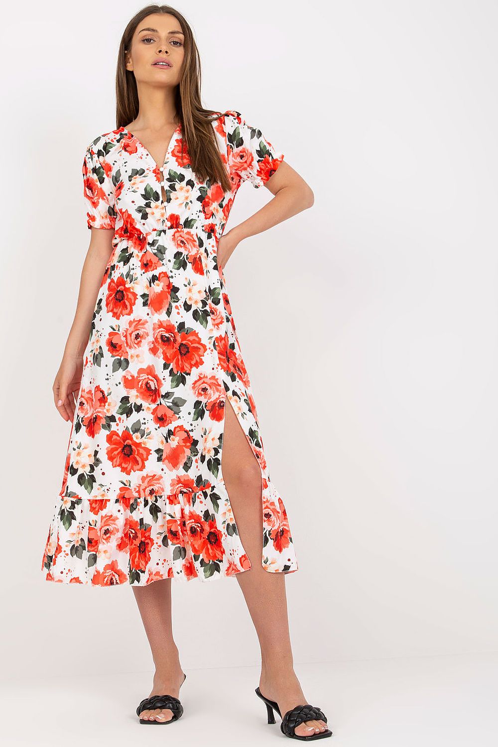  Sukienka Model DHJ-SK-7006-5.77 White/Red - Italy Moda 