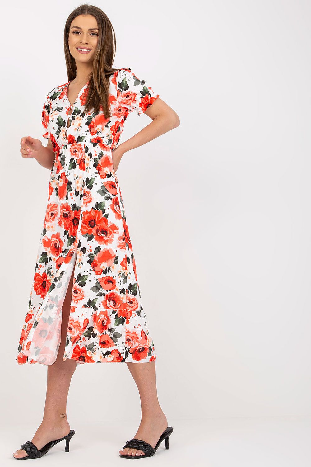  Sukienka Model DHJ-SK-7006-5.77 White/Red - Italy Moda 