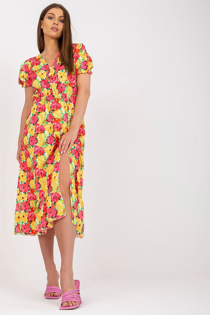  Sukienka Model DHJ-SK-7006-3.39 Yellow - Italy Moda 