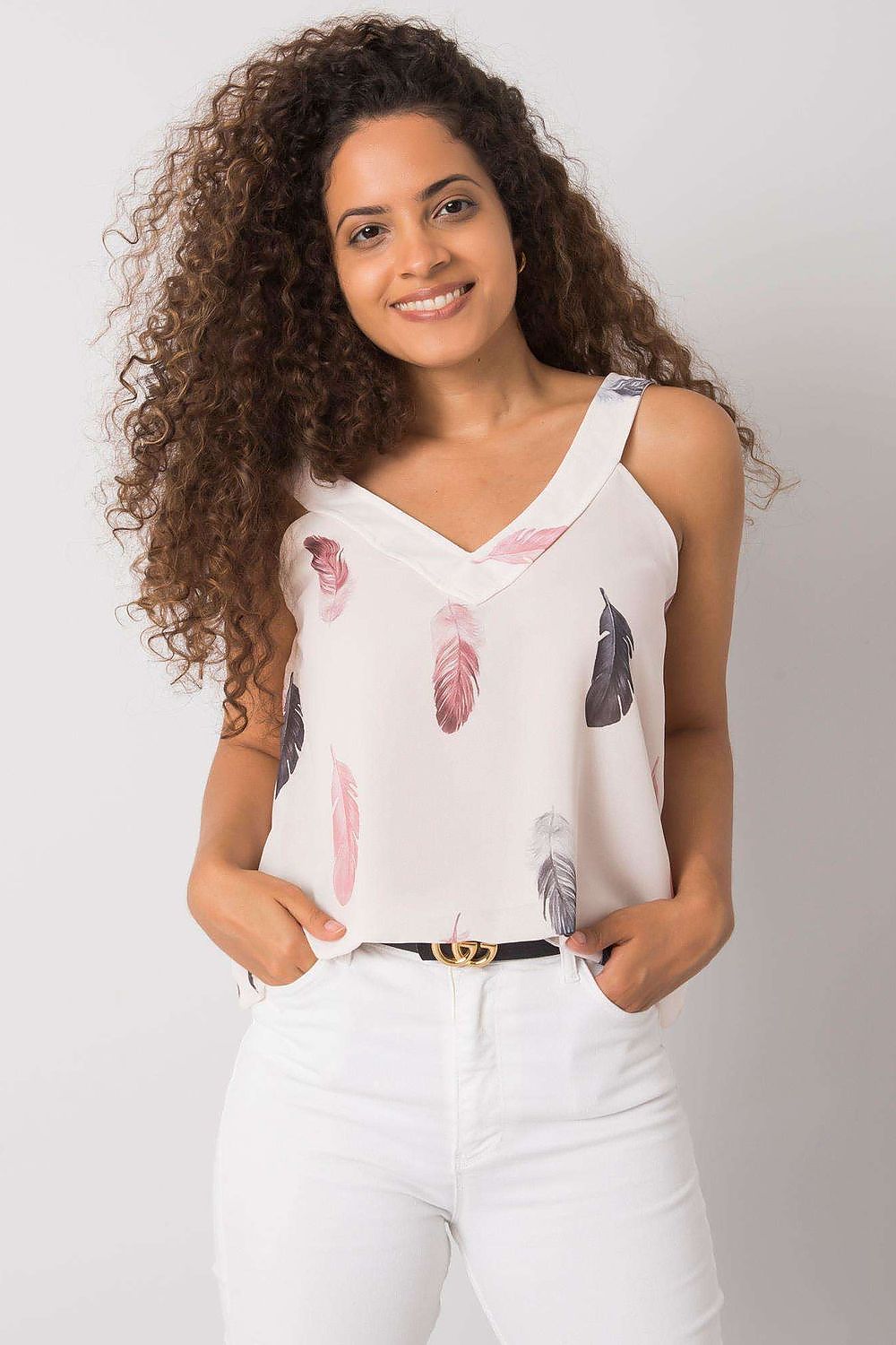  Koszulka Top Model DHJ-TP-13327.06P Light Beige - Italy Moda 