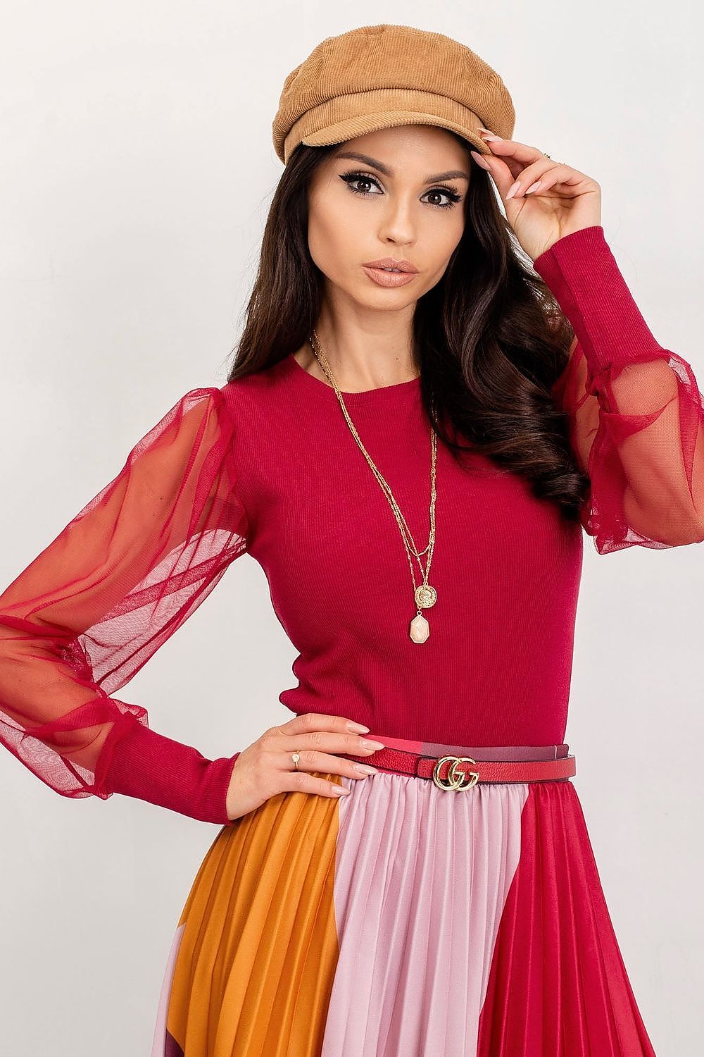   Bluzka Model RV-BZ-5192.16 Bordo - Rue Paris 