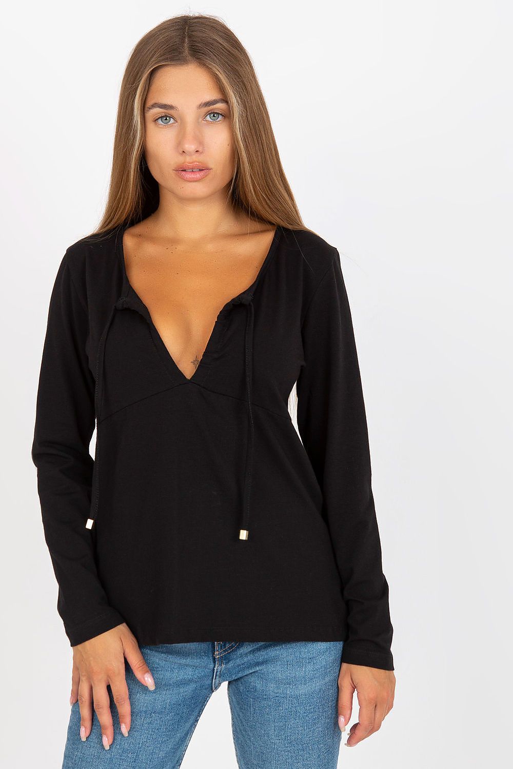   Bluzka Model RV-BZ-8055.35P Black - Rue Paris 