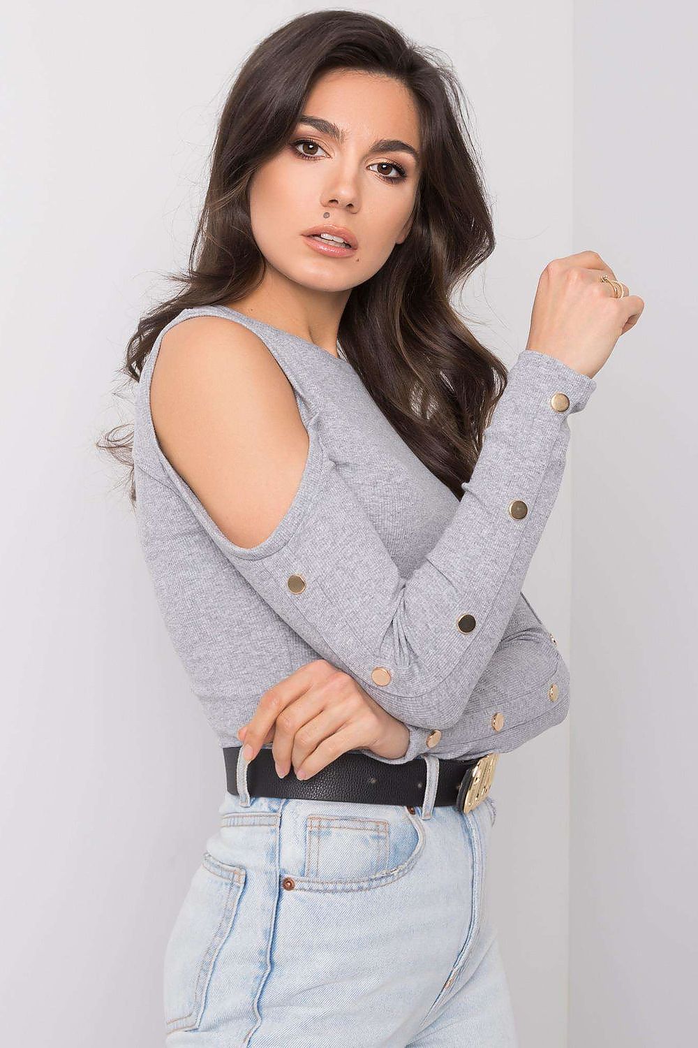   Bluzka Model RV-BZ-5099-1.07 Grey - Rue Paris 