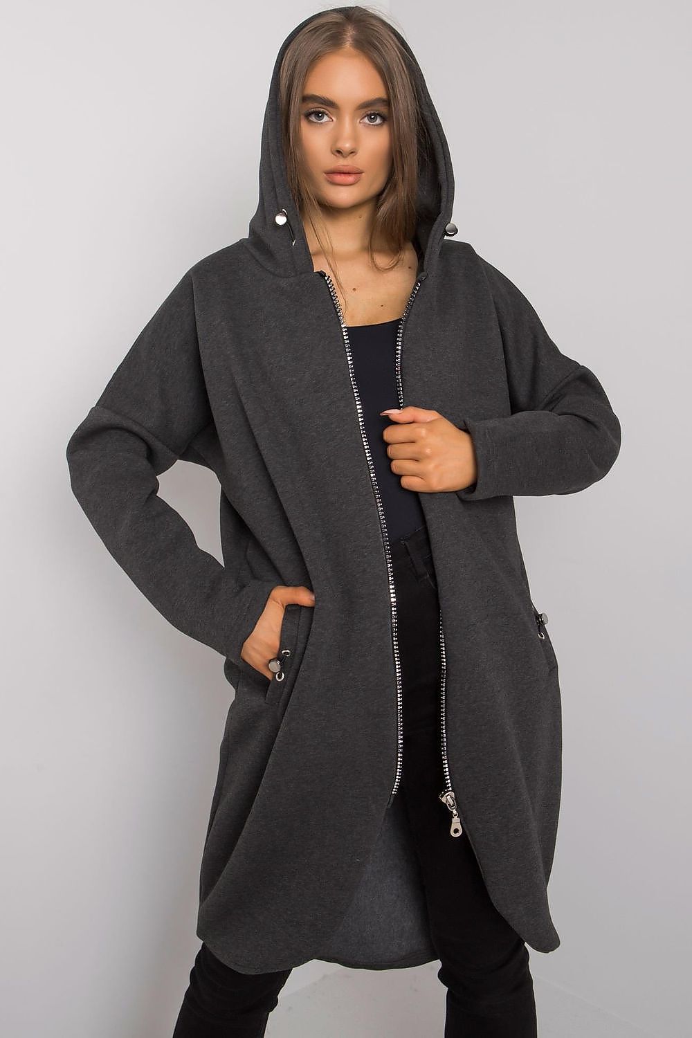   Bluza Damska Model RV-BL-4858-1.99P Grafit - Rue Paris 