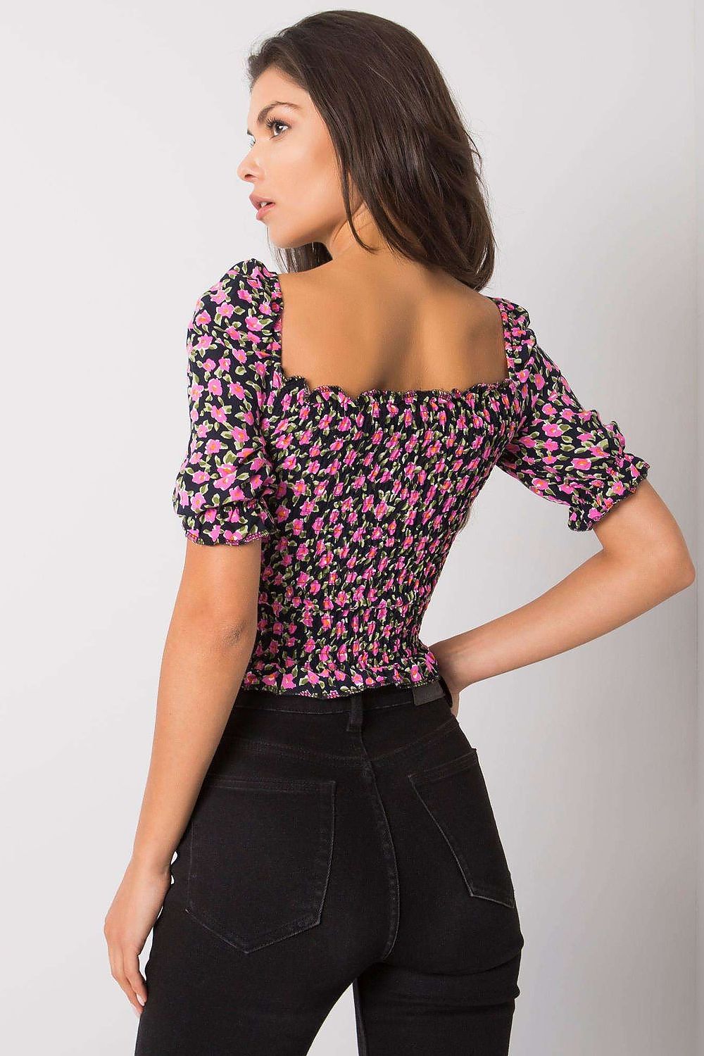   Bluzka Model RO-BZ-2516-9.34 Black/Pink - Rue Paris 