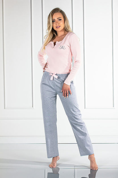  Piżama Damska Model Linda 179489 Pink/Grey - Momenti Per Me 
