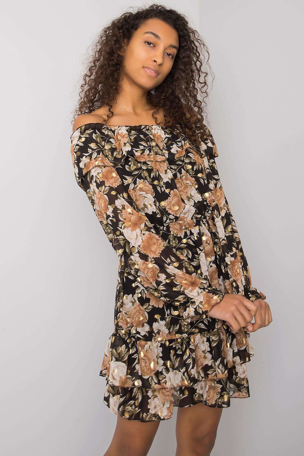  Sukienka Model DHJ-SK-15015-2.73P Black/Beige - Italy Moda 