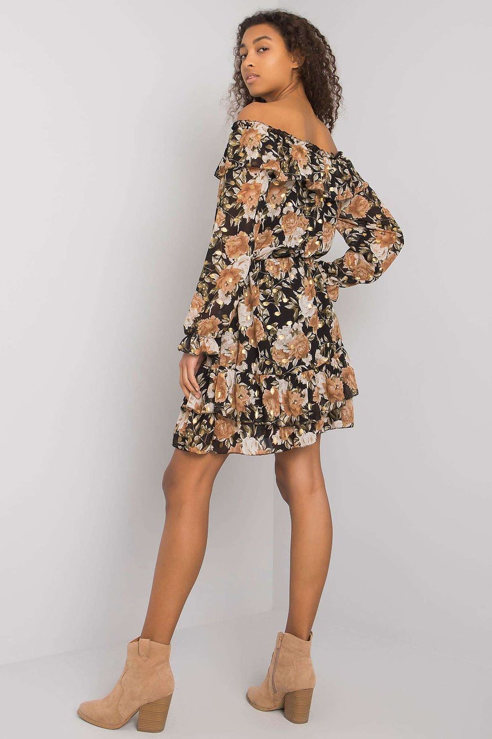  Sukienka Model DHJ-SK-15015-2.73P Black/Beige - Italy Moda 