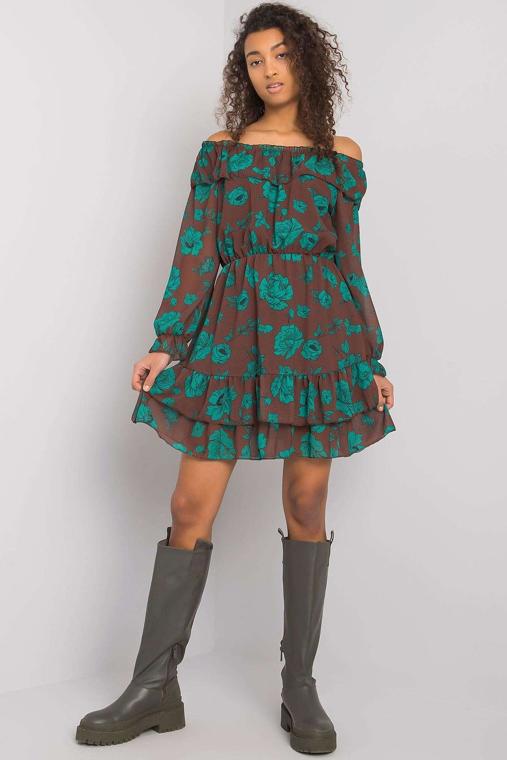  Sukienka Model DHJ-SK-15015.56P Brown - Italy Moda 