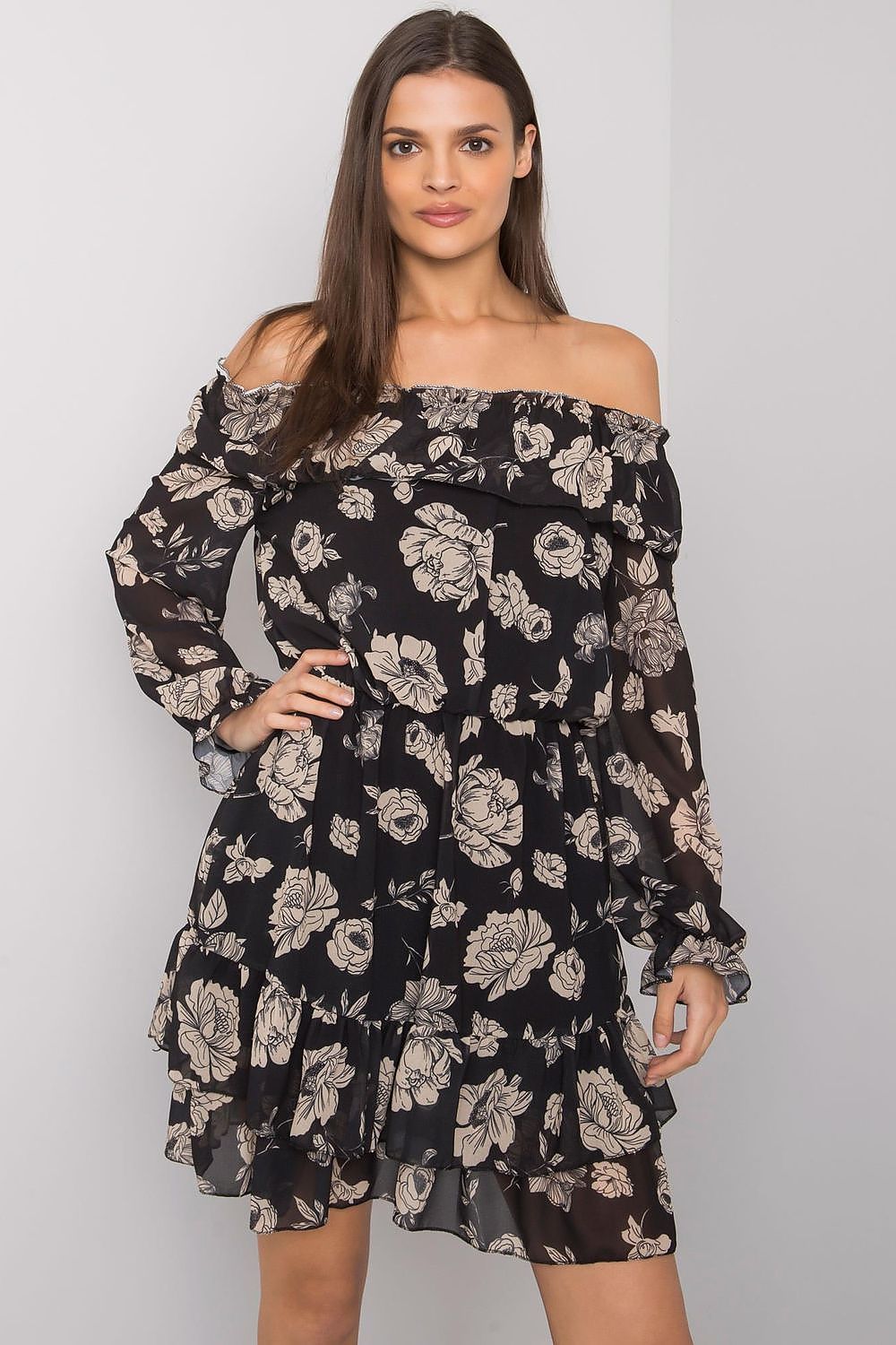  Sukienka Model DHJ-SK-15015.56P Black/Beige - Italy Moda 