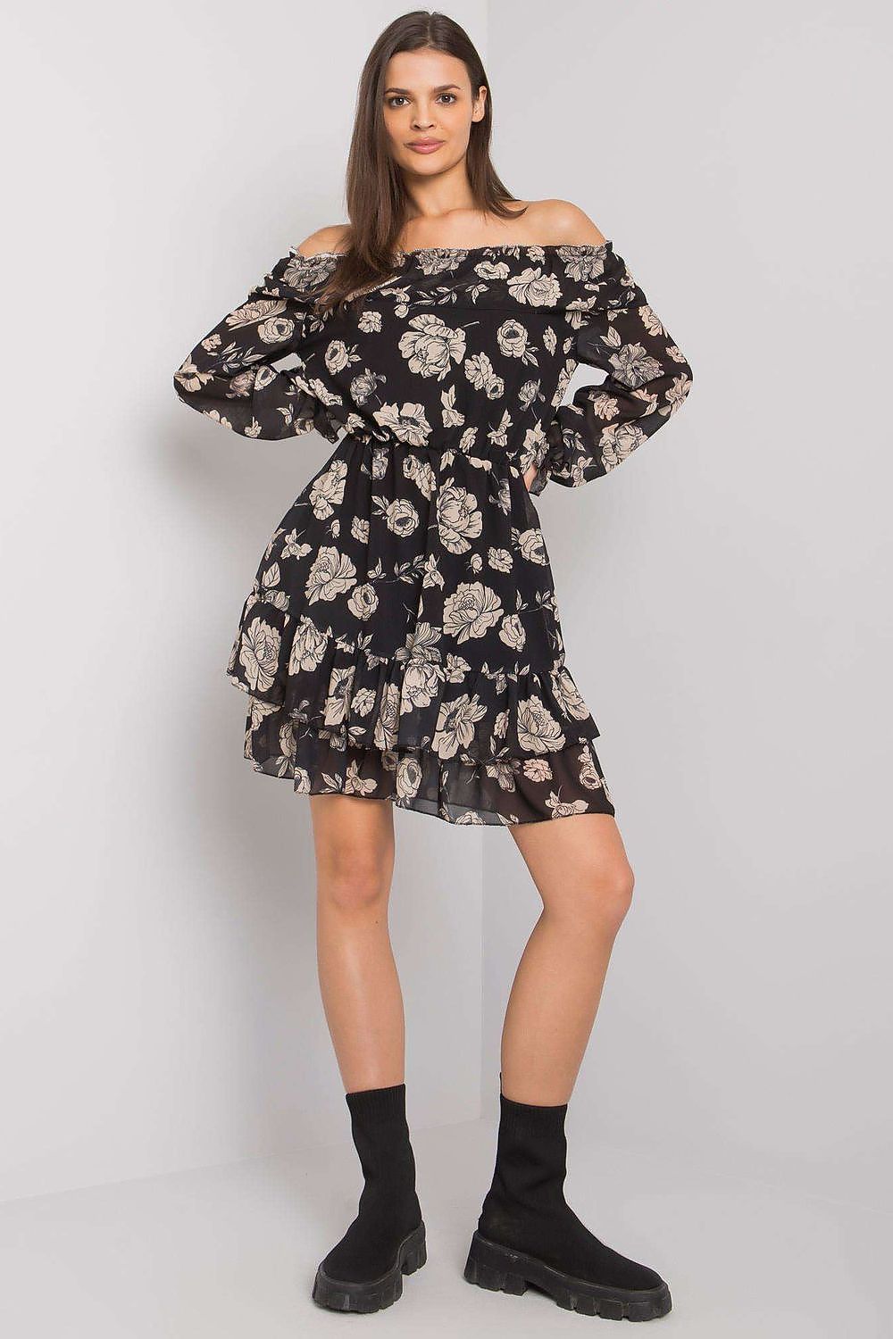  Sukienka Model DHJ-SK-15015.56P Black/Beige - Italy Moda 