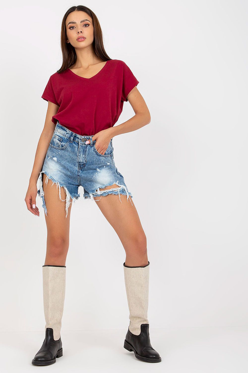   T-shirt Damski Model B-014.04X Bordo - BFG 