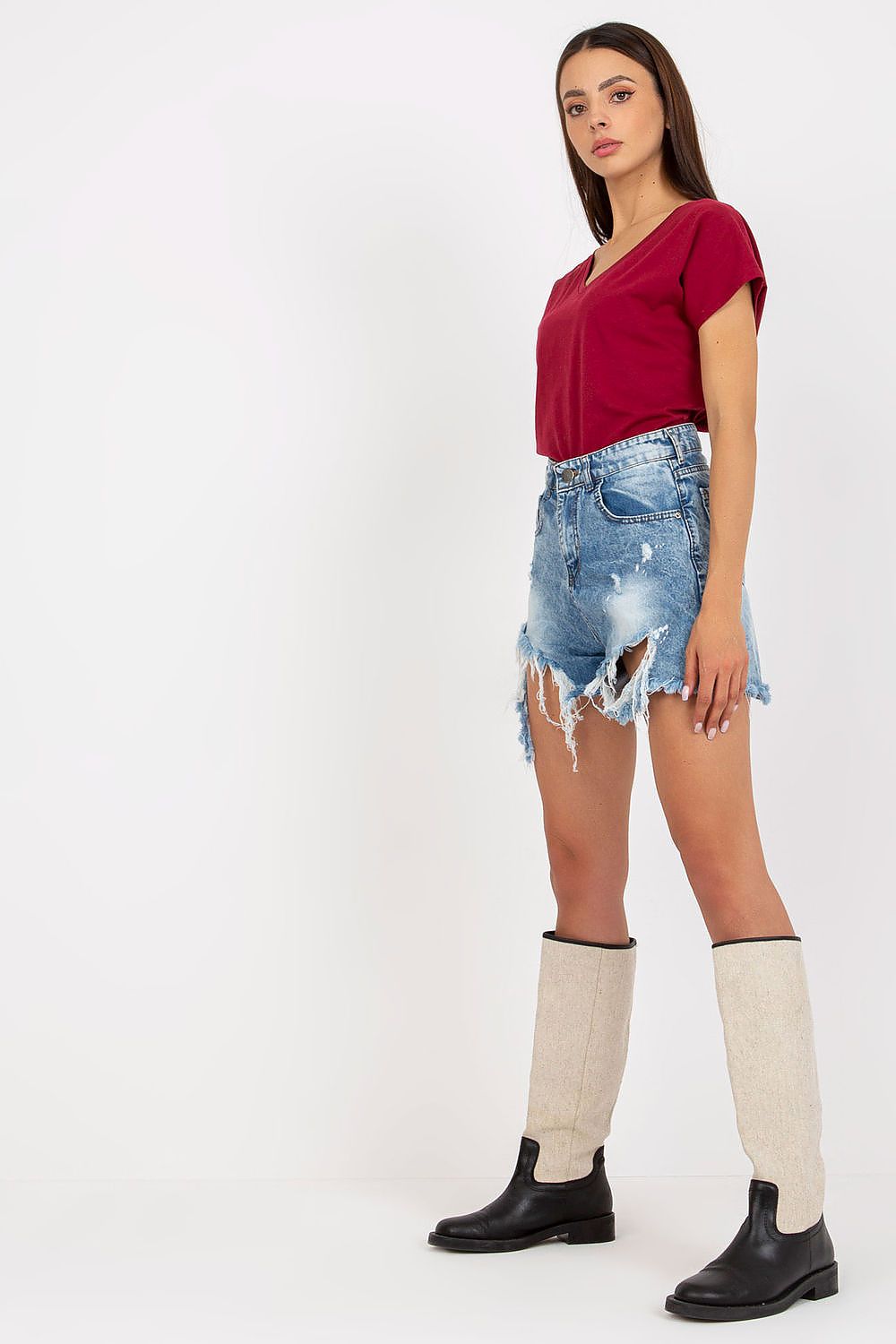   T-shirt Damski Model B-014.04X Bordo - BFG 