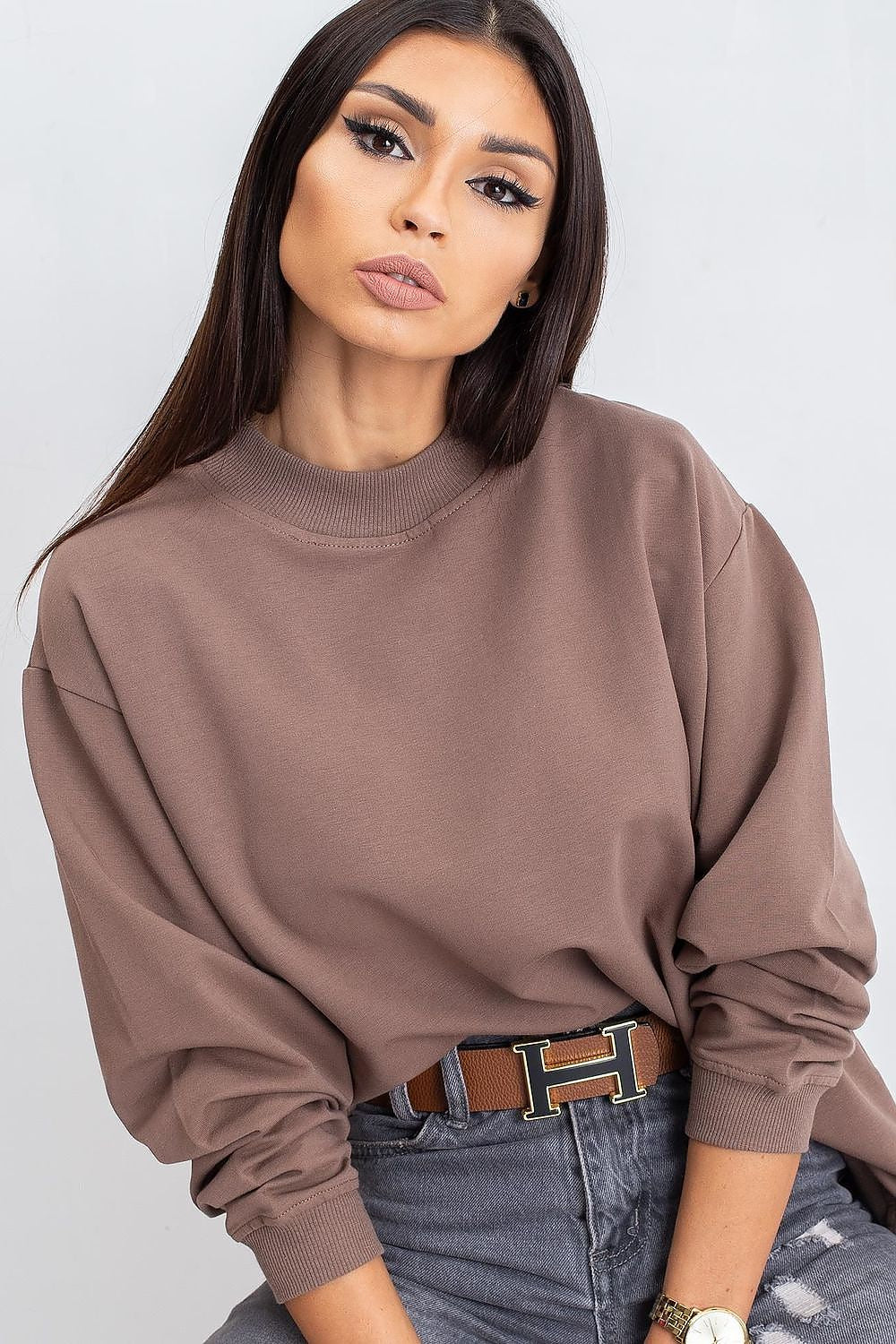   Bluza Damska Model RV-BL-5185.92P Brown - BFG 