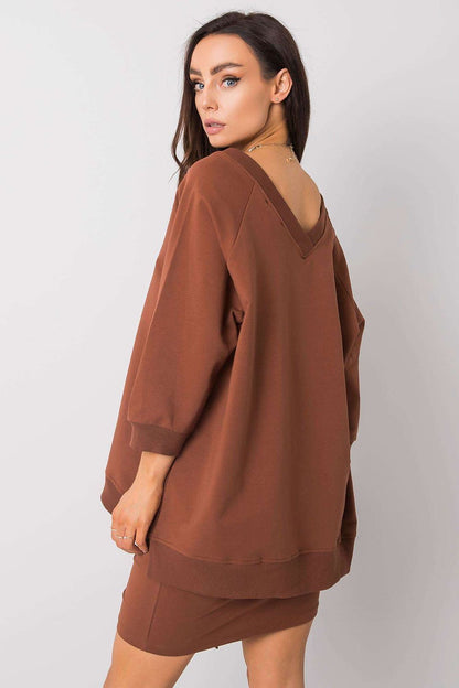   Bluza Damska Model RV-BL-5676.09 Dark Brown - Rue Paris 